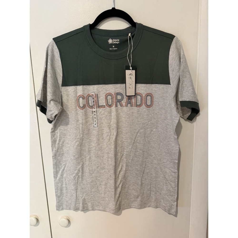 Alpine Design Womens Tee Colorado Logo Graphic Crew Neck T-Shirt Size Medium